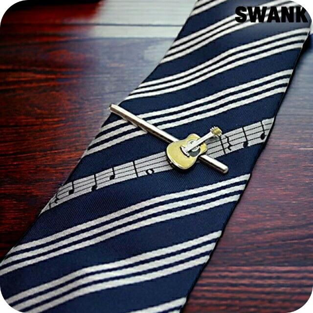 SWANK（スワンク） タイバー・ネクタイセット 【タイバーデザイン：ギター】 SWANK（スワンク） ネクタイピン タイバー×ネクタイセット ギターver