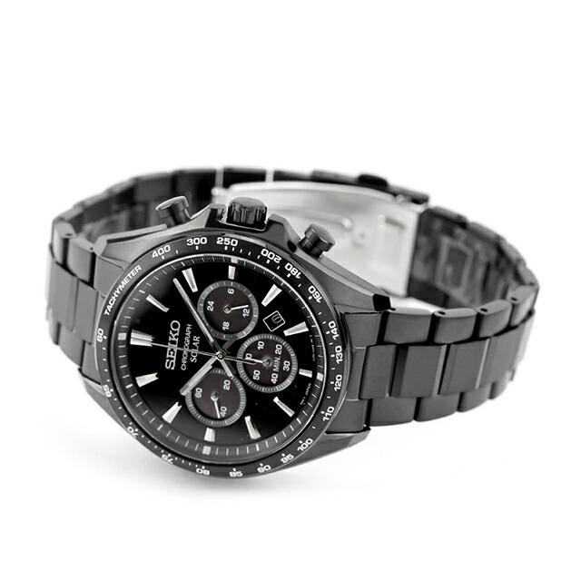 【美品】 箱付 SEIKO セレクション 腕時計 メンズ 黒文字盤 クロノグラフ SEIKO SELECTION セイコーセレクション S Series ソーラー 腕時計