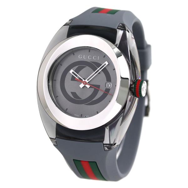 グッチ 時計 スイス製 メンズ 腕時計 YA137109A GUCCI シンク 46mm グレーシルバー×グレーの画像