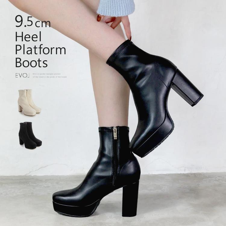 EVOL（イーボル） ブーツ ショートブーツ スクエアトゥ チャンキー