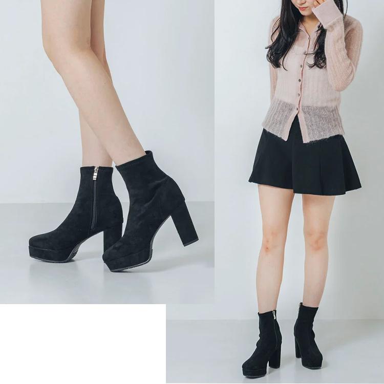 EVOL（イーボル） ブーツ ショートブーツ スクエアトゥ チャンキー