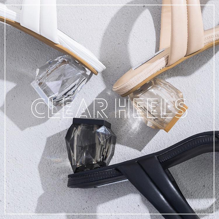 【ラスト1点早い者勝ち】EVOL クリアヒールミュール - ベージュ　Lサイズ ラスト1点早い者勝ち】EVOL クリアヒールミュール - ベージュ L