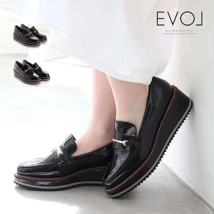 EVOL SALE ローファー アーモンドトゥ ローヒール プラットフォーム