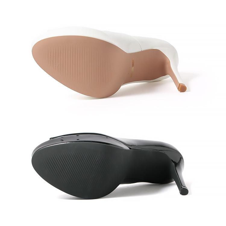 パンプス ハイヒール オープントゥ エナメル プラットフォーム 1013