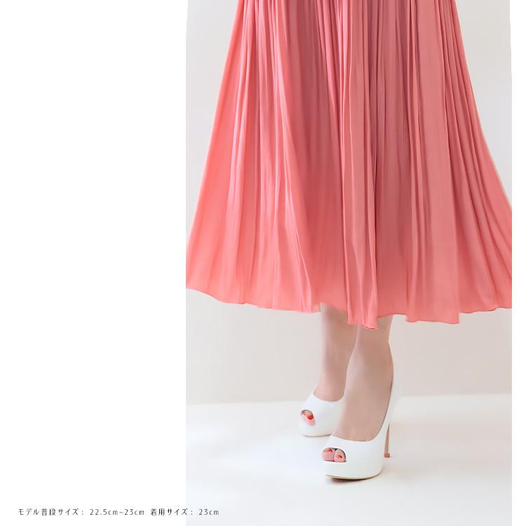 パンプス ハイヒール オープントゥ エナメル プラットフォーム