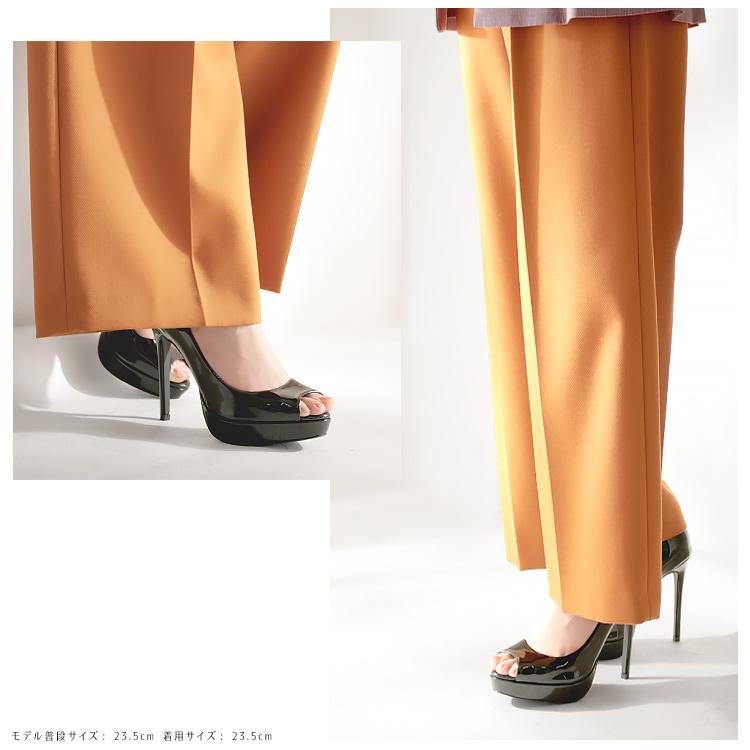 パンプス ハイヒール オープントゥ エナメル プラットフォーム 1013