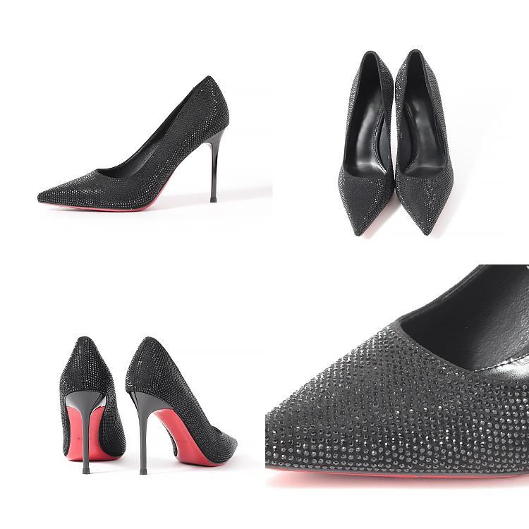 ☘️ 極美品 希少 レア 刺繍 ヴァラ パンプス ヒール 黒 銀 シルバー ☘️ SALE パンプス 9cmヒール 極細ピンヒール プラチナドゥ 2920a