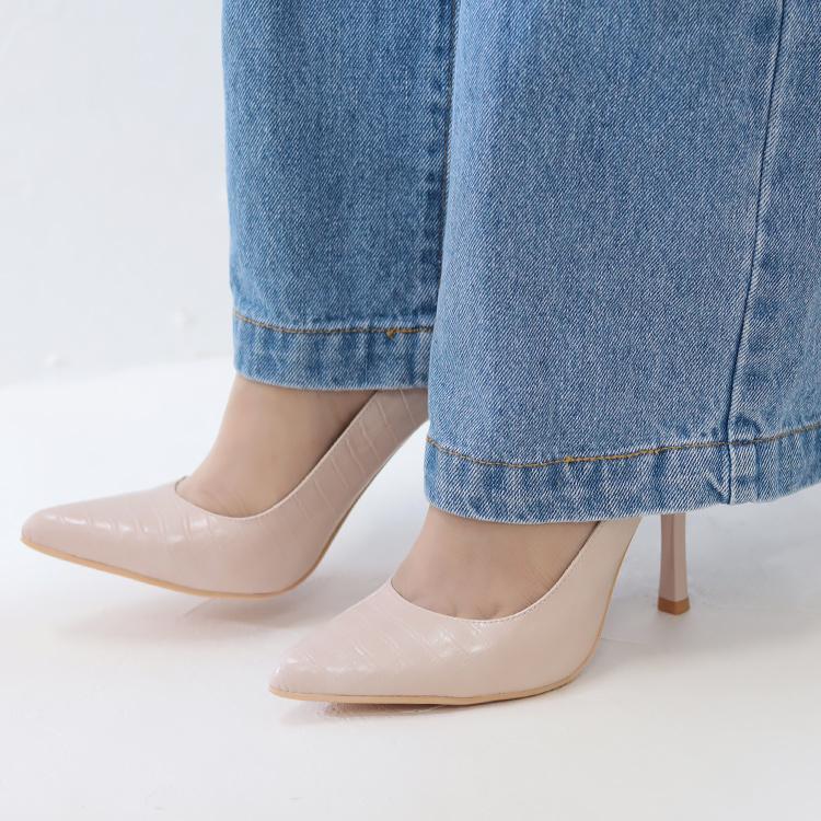ハイヒール パンプス アーモンドトゥ 10cmヒール ピンヒール プラチナ