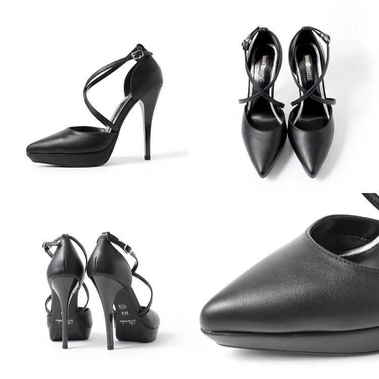 クロスストラップ ハイヒール ポインテッドトゥ プラットフォーム