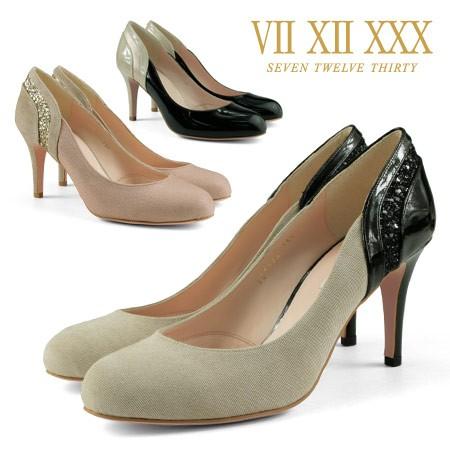 SEVEN TWELVE THIRTY 訳あり アウトレット パンプス ラウンドトゥ 8cm 