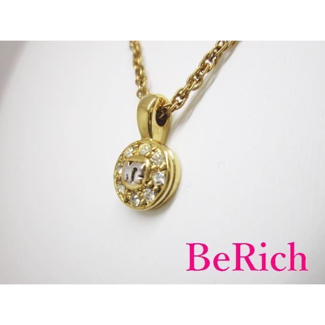 ニナリッチ NINA RICCI ラインストーン 付 NR ロゴ ネックレス ペンダント ゴールド シルバー メッキ GP ジュエリー 【中古】 ba2150｜be-rich0112｜02