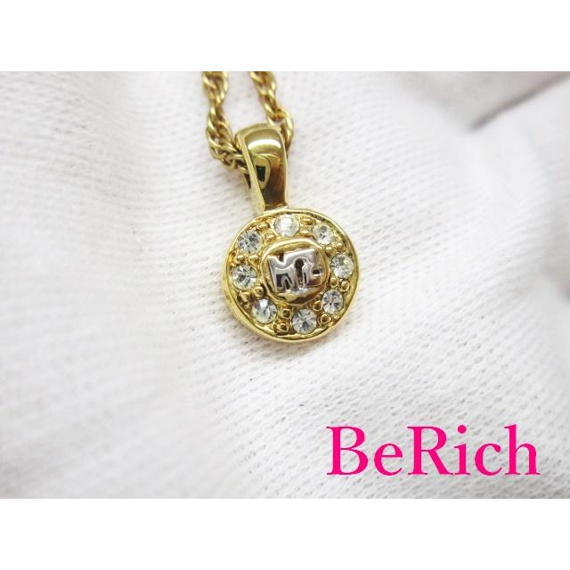 ニナリッチ NINA RICCI ラインストーン 付 NR ロゴ ネックレス ペンダント ゴールド シルバー メッキ GP ジュエリー 【中古】 ba2150｜be-rich0112｜06