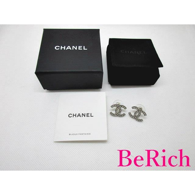 美品 シャネル CHANEL ココマーク ラインストーン スタッド ピアス