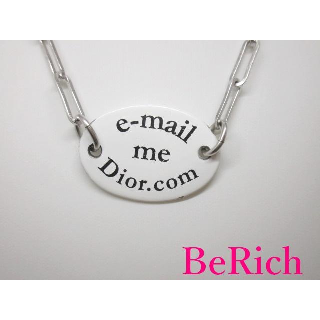 クリスチャン ディオール ロゴ プレート ネックレス ゴールド 白 ホワイト ペンダント Christian Dior 【中古】ba2519 | Christian Dior | 01