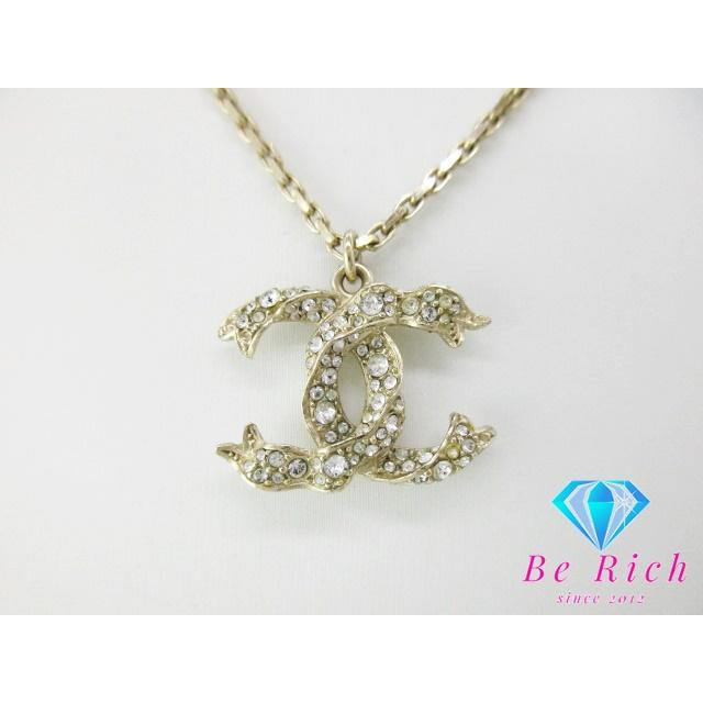 シャネル CHANEL ライン ストーン フェイク パール 付 ロング  