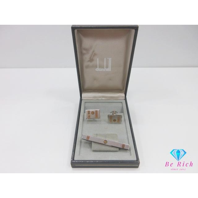 dunhillダンヒル ロゴ ネクタイピン カフス セットシルバーゴールドカラー dunhill（ダンヒル） ネクタイピン カフス セット シルバー ゴールド