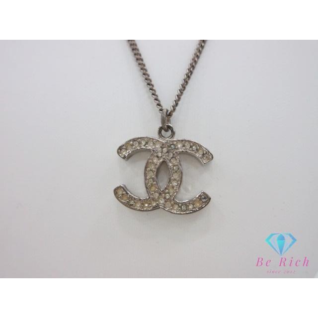 CHANEL（シャネル） ライン ストーン 付 ロゴ ネックレス シルバー