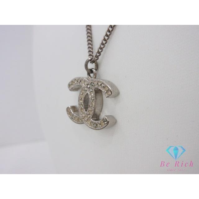 CHANEL（シャネル） ライン ストーン 付 ロゴ ネックレス シルバー