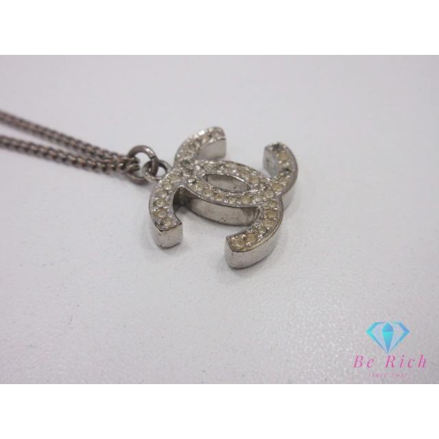 CHANEL（シャネル） ライン ストーン 付 ロゴ ネックレス シルバー