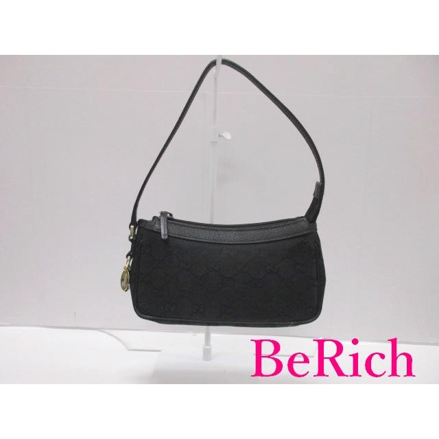 GG グッチ GUCCI アクセサリーポーチ 154432 GGキャンバス レザー 黒 
