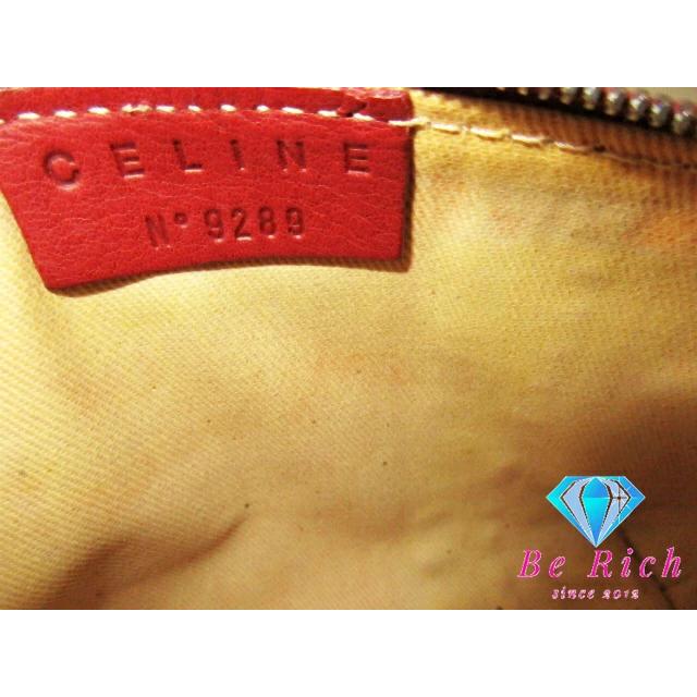 セリーヌ CELINE ポーチ ボルドー レッド 赤 レザー ロゴ 化粧 コスメ ファッション 小物 【中古】 bc2055 | CELINE | 08