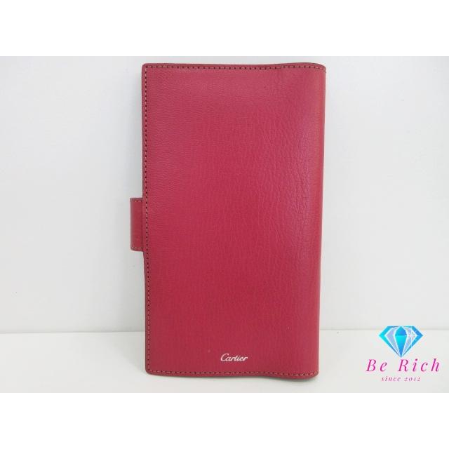 カルティエ Cartier 手帳 カバー L3001055 ピンク系 レッド 赤 スケジュール帳 文具 ブックカバー 小物 【中古】bc2195 | Cartier | 01