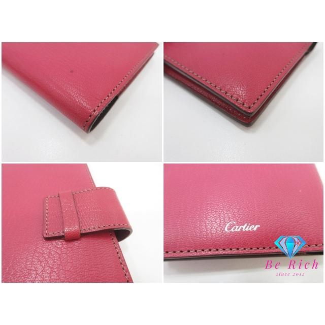 カルティエ Cartier 手帳 カバー L3001055 ピンク系 レッド 赤 スケジュール帳 文具 ブックカバー 小物 【中古】bc2195 | Cartier | 03