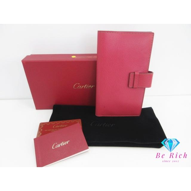 カルティエ Cartier 手帳 カバー L3001055 ピンク系 レッド 赤 スケジュール帳 文具 ブックカバー 小物 【中古】bc2195 | Cartier | 05