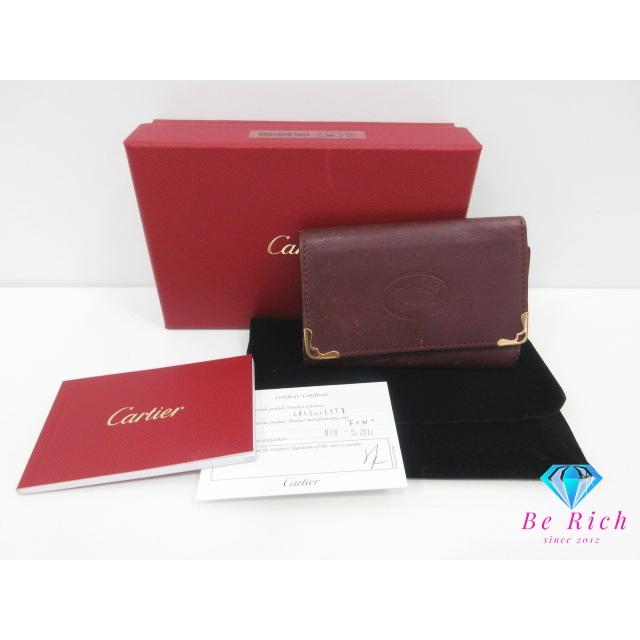 Cartier マスト ドゥ カルティエ 6連 キーケース L3001358 バーガンディ ボルドー レザー ロゴ キーリング キーホルダー 【中古】 bc2196 | Cartier | 04