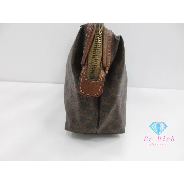 CELINE（セリーヌ） ポーチ マカダム 茶 ブラウン PVC レザー ロゴ