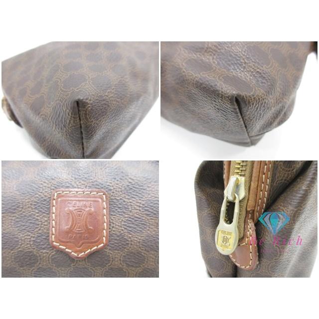 CELINE（セリーヌ） ポーチ マカダム 茶 ブラウン PVC レザー ロゴ