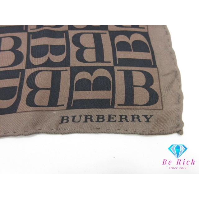 美品 バーバリー BURBERRY スカーフ 茶 ブラウン ブラック シルク 絹 ロゴ シルク 絹 ストール 巻物 小物 婦人 レディース【中古】bc2212 | BURBERRY | 01