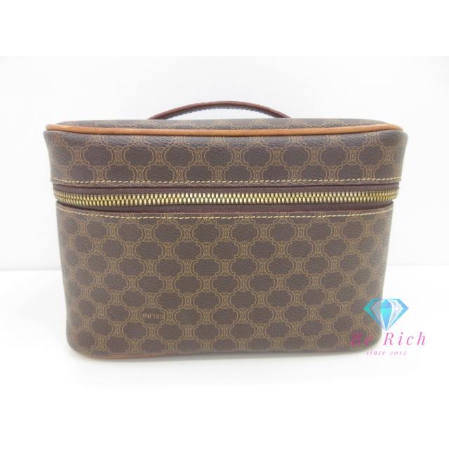 【美品】CELINE セリーヌ　バニティバック　マカダム柄　化粧ポーチ　ブラウン CELINE セリーヌ バニティ バッグ ポーチ マカダム ブラウン 茶