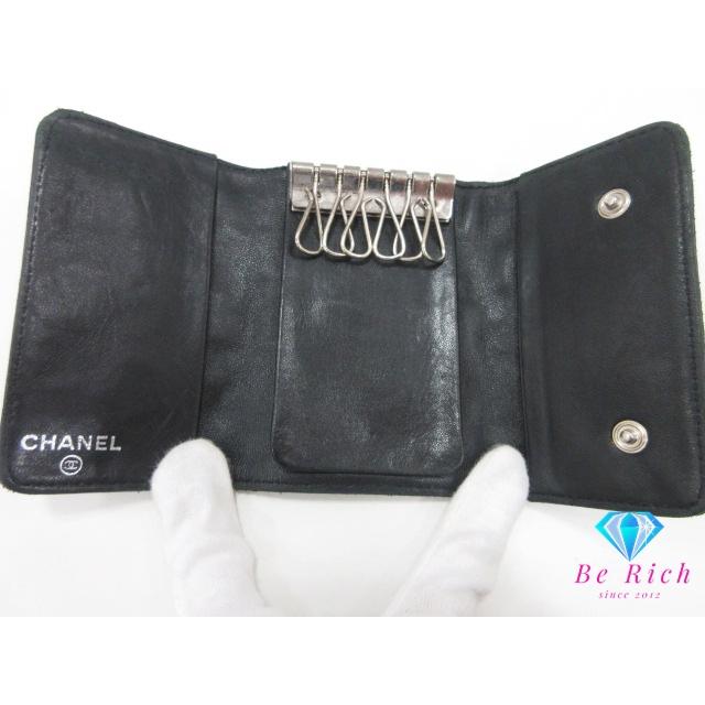 アイコン シャネル CHANEL 6連 キーケース ライン 黒 ブラック ラム