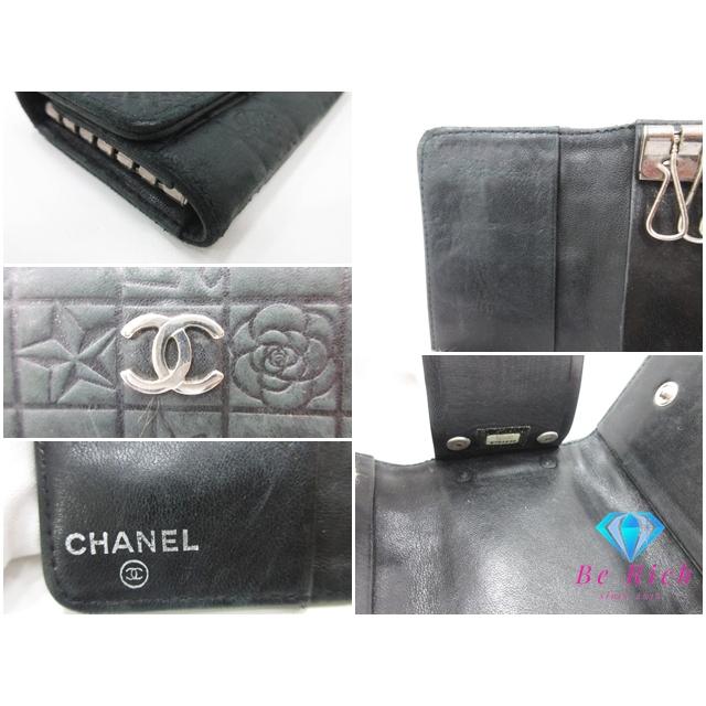 アイコン シャネル CHANEL 6連 キーケース ライン 黒 ブラック ラム