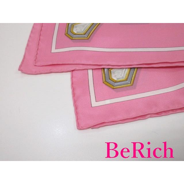 美品 カルティエ Cartier スカーフ チェーン ロゴ ピンク マルチカラー