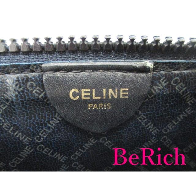 セリーヌ CELINE ポーチ ネイビー 紺 PVC レザー ロゴ アクセサリーポーチ 化粧 コスメ ファッション 小物 【中古】bh2201 | CELINE | 08