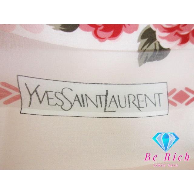 イヴサンローラン YVES SAINT LAURENT スカーフ ロゴ ピンク マルチカラー フラワー 花柄 シルク 絹 大判スカーフ 【中古】bh2376 | Yves Saint Laurent | 06