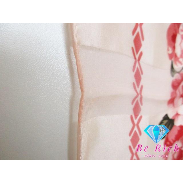 イヴサンローラン YVES SAINT LAURENT スカーフ ロゴ ピンク マルチカラー フラワー 花柄 シルク 絹 大判スカーフ 【中古】bh2376 | Yves Saint Laurent | 07