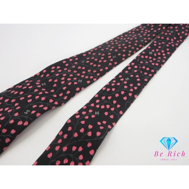 CHANEL（シャネル） ネクタイ 総柄 ココマーク ロゴ 黒 ブラック