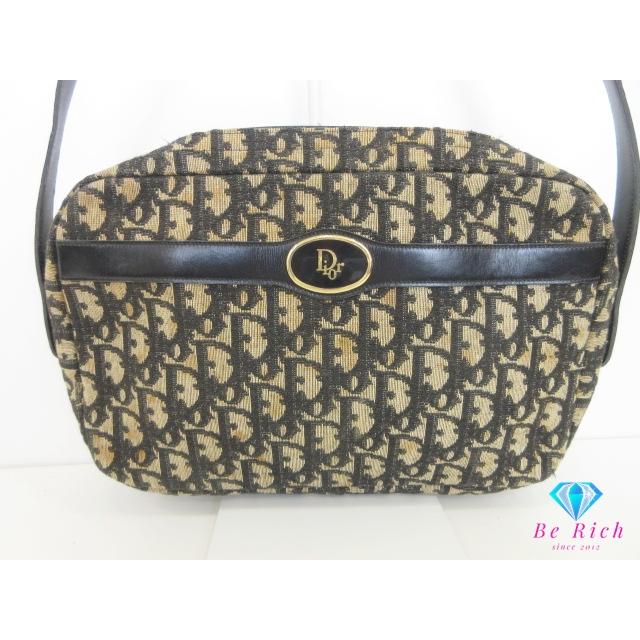 クリスチャン ディオール Christian Dior ショルダーバッグ ポシェット トロッター 黒 キャンバス レザー 鞄 オールド【中古】bk10128 | Christian Dior