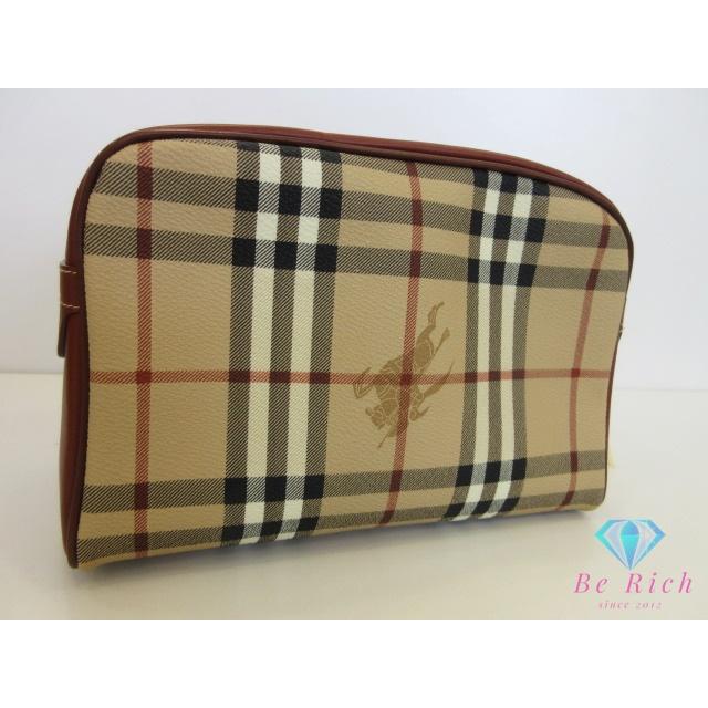 バーバリー BURBERRY クラッチバッグ ポーチ ノバ チェック ベージュ チェック PVC レザー ロゴ コスメ セカンドバッグ 【中古】 bk10174 | BURBERRY | 04