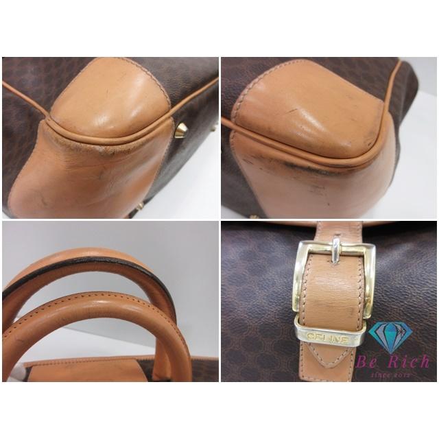 CELINE（セリーヌ） ボストンバッグ マカダム ブラウン 茶 PVC レザー