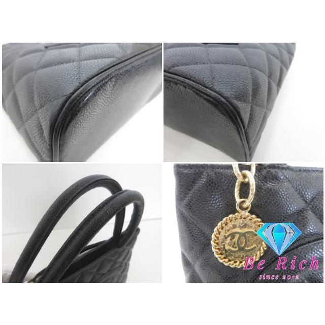 シャネル CHANEL マトラッセ 復刻トート A01804 トートバッグ ブラック キャビアスキン レザー ゴールド 金具【中古】【送料無料】bk10464の画像