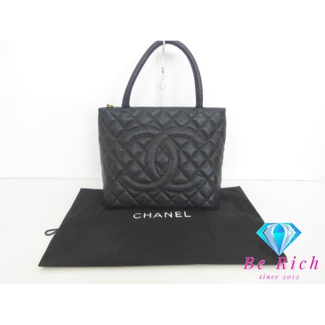 シャネル CHANEL マトラッセ 復刻トート A01804 トートバッグ ブラック キャビアスキン レザー ゴールド 金具【中古】【送料無料】bk10464の画像