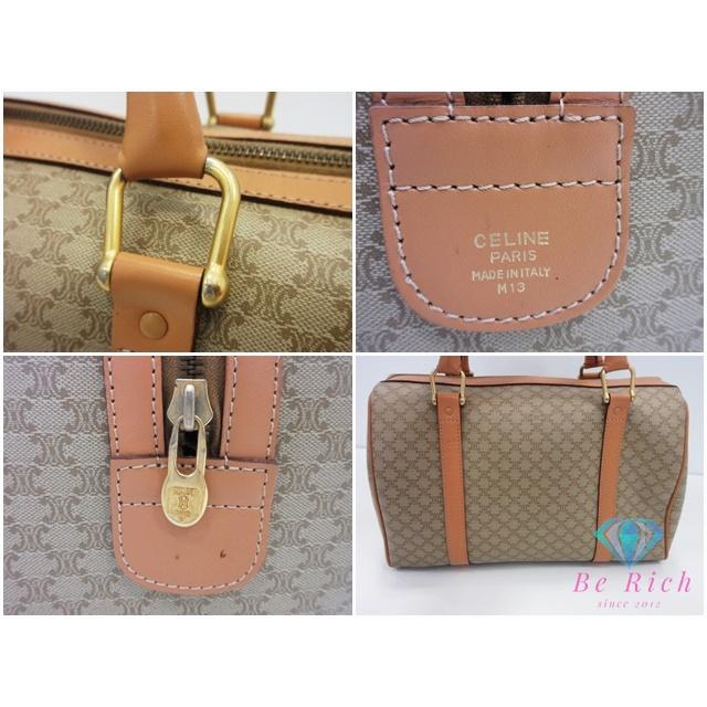 CELINE（セリーヌ） ミニ ボストンバッグ マカダム ベージュ ブラウン
