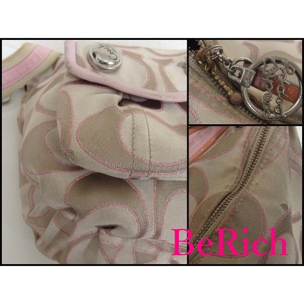 コーチ 2way ハンドバッグ F シグネチャー カーキ ピンク キャンバス レザー ショルダーバッグ ポピー Coach 中古 Bk6058 Bk6058 ビーリッチヤフー店 通販 Yahoo ショッピング