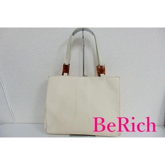 イヴ サン ローラン Yves Saint Laurent トートバッグ ショルダーバッグ アイボリー ナイロン レザー YSL ロゴ ハンドバッグ【中古】bk6166 bk6166ビー