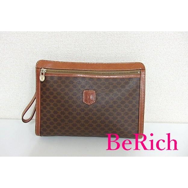 セリーヌ セカンドバッグ マカダム 茶 ブラウン PVC レザー クラッチ