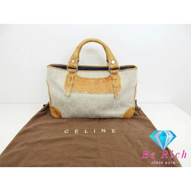 CELINE（セリーヌ） ハンドバッグ マカダム ホワイト 白 オレンジ PVC